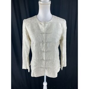 Eileen Fisher Womens XS Textured Oriental Silk Jacket Formal‎ Ivory